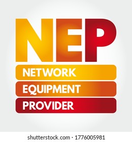 NEP - Network Equipment Provider acronym, technology concept background
