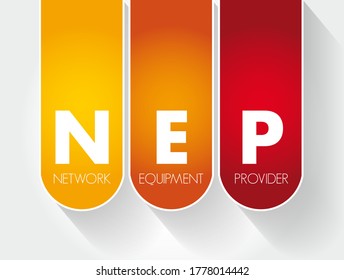 NEP - Acrónimo de proveedor de equipos de red, fondo de concepto de tecnología