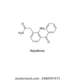 Nepafenac flat skeletal molecular structure NSAID drug used in Pain treatment. Vector illustration scientific diagram.