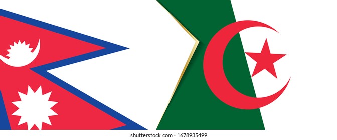 Nepal and Algeria flags, two vector flags symbol of relationship or confrontation.