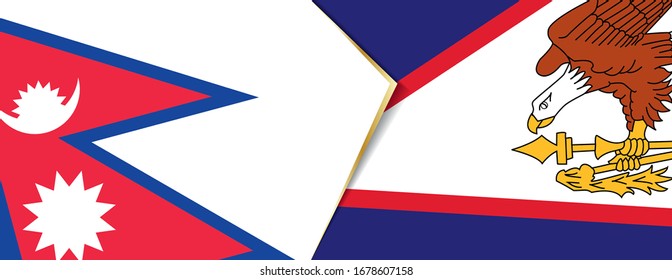 Nepal and American Samoa flags, two vector flags symbol of relationship or confrontation.