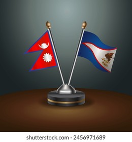 Nepal and American Samoa table flags relation with gradient backgrund. Vector Illustration
