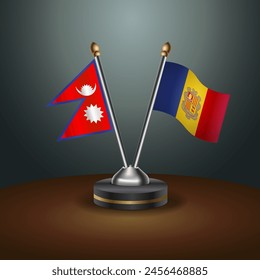 Nepal and Andorra table flags relation with gradient backgrund. Vector Illustration