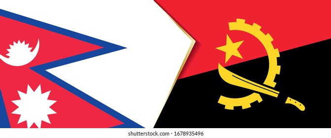 Banderas de Nepal y Angola, dos banderas vectoriales símbolo de relación o enfrentamiento.