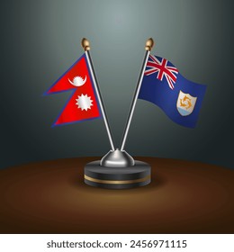 Nepal and Anguilla table flags relation with gradient backgrund. Vector Illustration