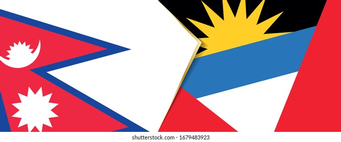 Nepal and Antigua and Barbuda flags, two vector flags symbol of relationship or confrontation.