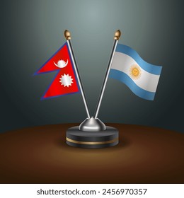 Nepal and Argentina table flags relation with gradient backgrund. Vector Illustration