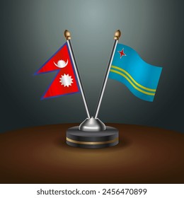 Nepal and Aruba table flags relation with gradient backgrund. Vector Illustration