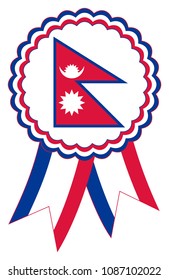 Nepal Award Ribbon vector in the original national colours red, blue and white.
Representing Federal Democratic Republic of Nepal in Asia.