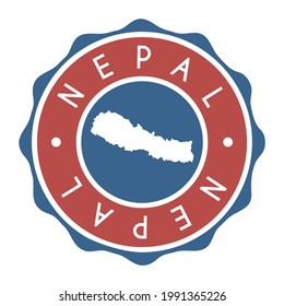 Nepal Badge Map Vector Seal. National Symbol Country Stamp Design Icon Label. 