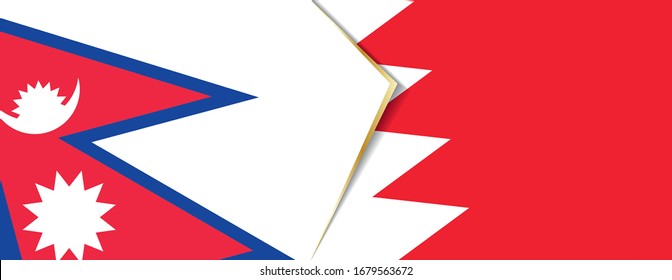 Nepal and Bahrain flags, two vector flags symbol of relationship or confrontation.