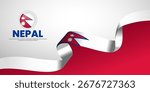 Nepal banner background design element with waving ribbon flag
