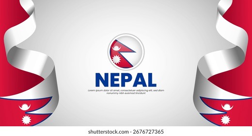 Nepal banner background design element with waving ribbon flag