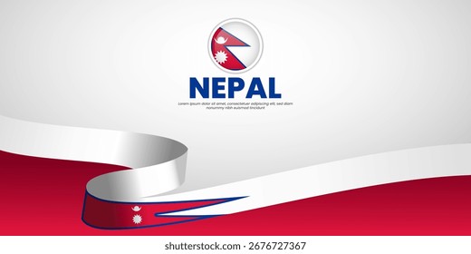 Nepal banner background design element with waving ribbon flag