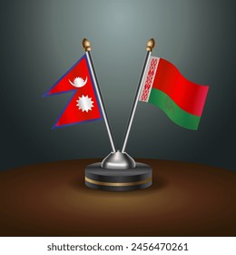 Nepal and Belarus table flags relation with gradient backgrund. Vector Illustration