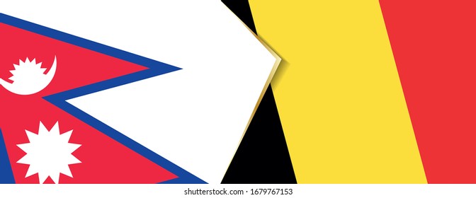 Nepal and Belgium flags, two vector flags symbol of relationship or confrontation.