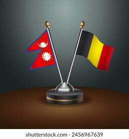 Nepal and Belgium table flags relation with gradient backgrund. Vector Illustration