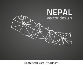 Nepal black vector contour 3d map