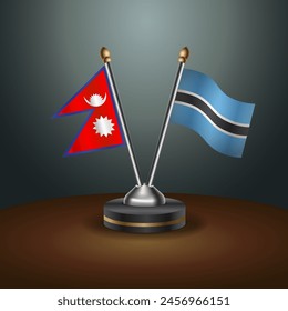 Nepal and Botswana table flags relation with gradient backgrund. Vector Illustration