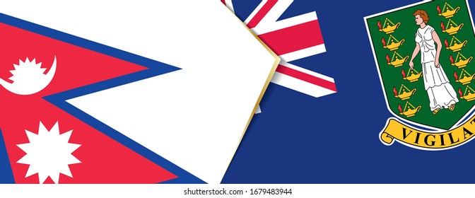Nepal and British Virgin Islands flags, two vector flags symbol of relationship or confrontation.