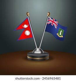 Nepal and British Virgin Islands
 table flags relation with gradient backgrund. Vector Illustration