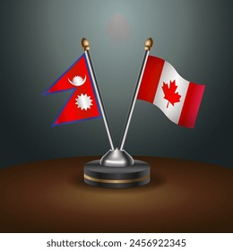 Nepal and Canada table flags relation with gradient backgrund. Vector Illustration