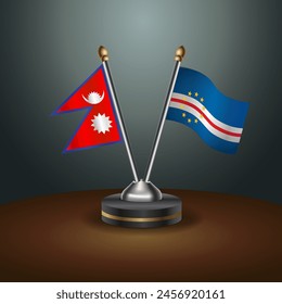 Nepal and Cape Verde table flags relation with gradient backgrund. Vector Illustration