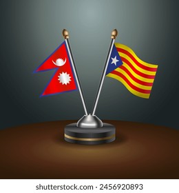 Nepal and Catalonia table flags relation with gradient backgrund. Vector Illustration