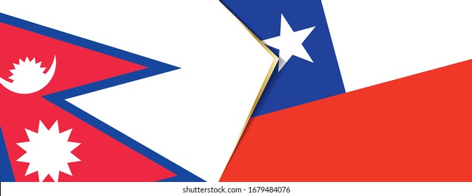 Nepal and Chile flags, two vector flags symbol of relationship or confrontation.