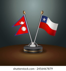Nepal and Chile table flags relation with gradient backgrund. Vector Illustration