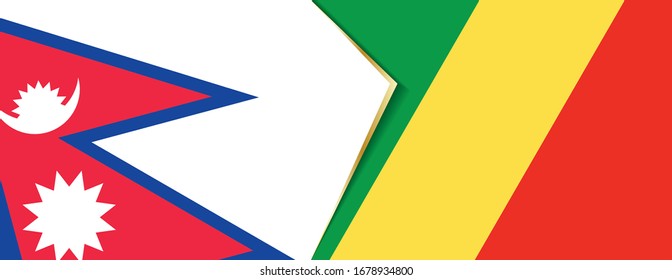 Nepal and Congo flags, two vector flags symbol of relationship or confrontation.