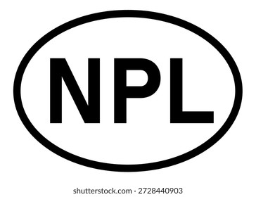 Nepal country code NPL icon vector on a white background
Country code abbreviation oval sticker icon on a white background