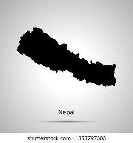 Nepal country map, simple black silhouette