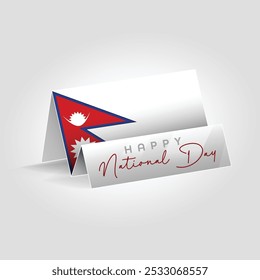 Nepal country paper flag standing on the ground. Happy national day flag design.