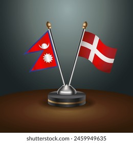 Nepal and Denmark table flags relation with gradient backgrund. Vector Illustration