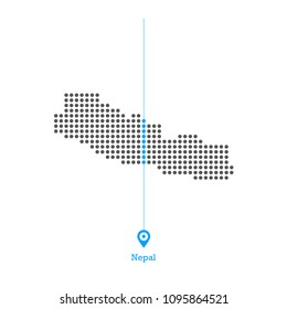 Nepal  doted map desgin vector