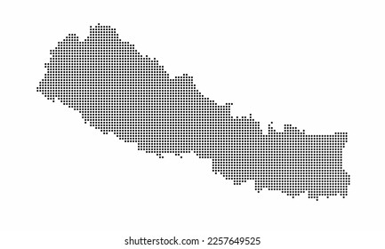 Nepal dotted map with grunge texture in dot style. Abstract vector illustration of a country map with halftone effect for infographic. 