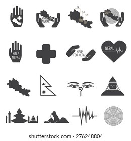 Nepal earthquake icons,Vector