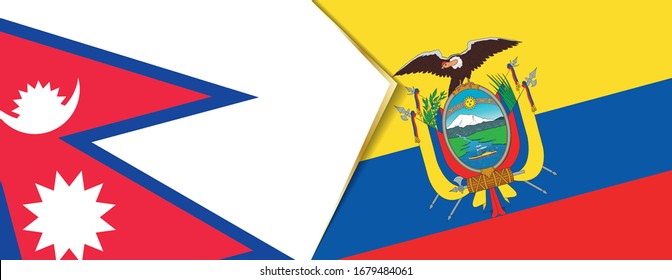 Nepal and Ecuador flags, two vector flags symbol of relationship or confrontation.
