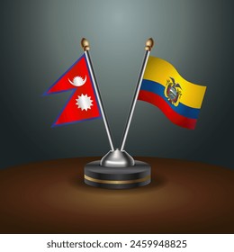 Nepal and Ecuador table flags relation with gradient backgrund. Vector Illustration