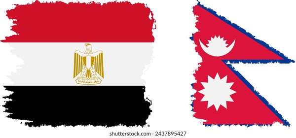 Nepal y Egipto grunge banderas de conexión, vector
