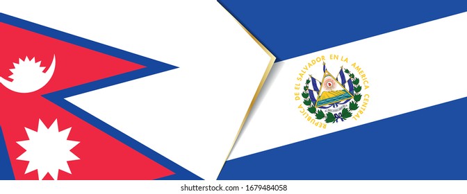 Nepal and El Salvador flags, two vector flags symbol of relationship or confrontation.