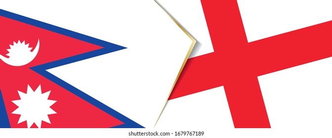 Nepal and England flags, two vector flags symbol of relationship or confrontation.