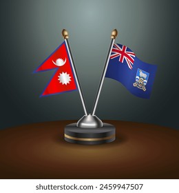 Nepal and Falkland Islands table flags relation with gradient backgrund. Vector Illustration