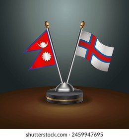 Nepal and Faroe Islands table flags relation with gradient backgrund. Vector Illustration