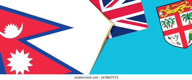 Nepal and Fiji flags, two vector flags symbol of relationship or confrontation.