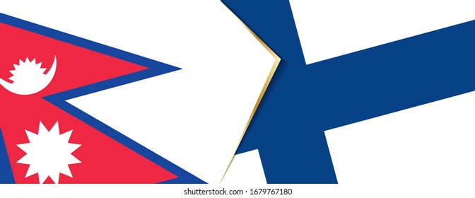 Nepal and Finland flags, two vector flags symbol of relationship or confrontation.