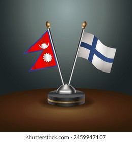 Nepal and Finland table flags relation with gradient backgrund. Vector Illustration