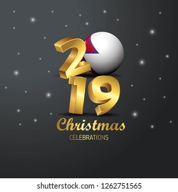 Nepal Flag 2019 Merry Christmas Typography. New Year Abstract Celebration background