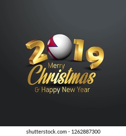 Nepal Flag 2019 Merry Christmas Typography. New Year Abstract Celebration background